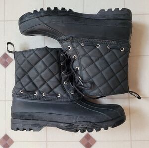 Sperry Top-Sider Gosling Quilted Duck Boots Womens 10 Black Waterproof Outdoor